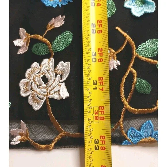 Dress The Population Sz S Mila Embroidered Mini Floral Teal Black Cocktail $358